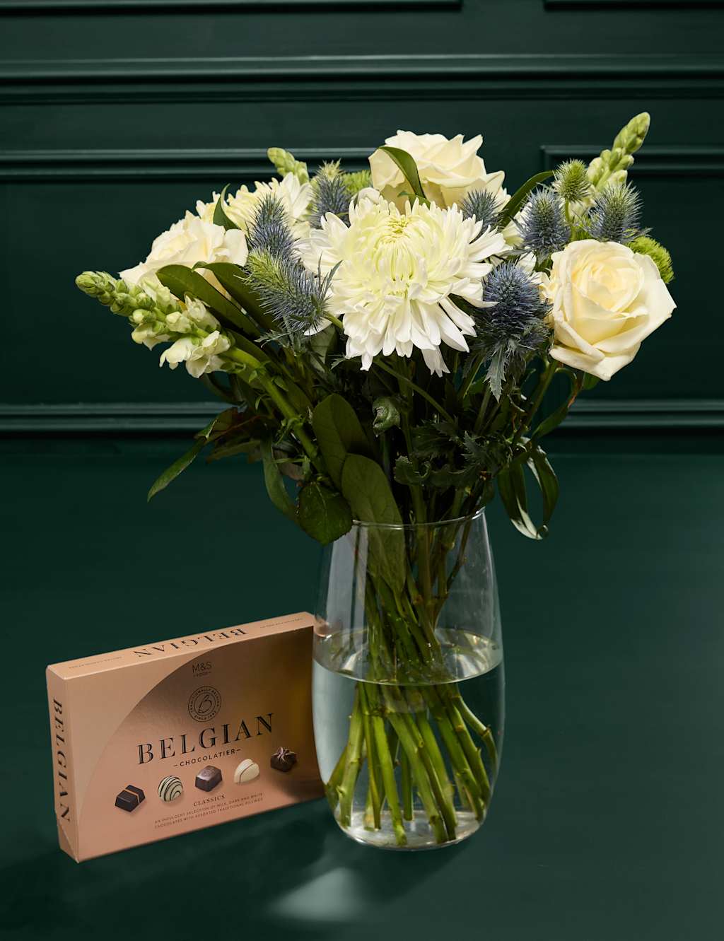 Rose & Thistle Bouquet with Belgian Chocolates