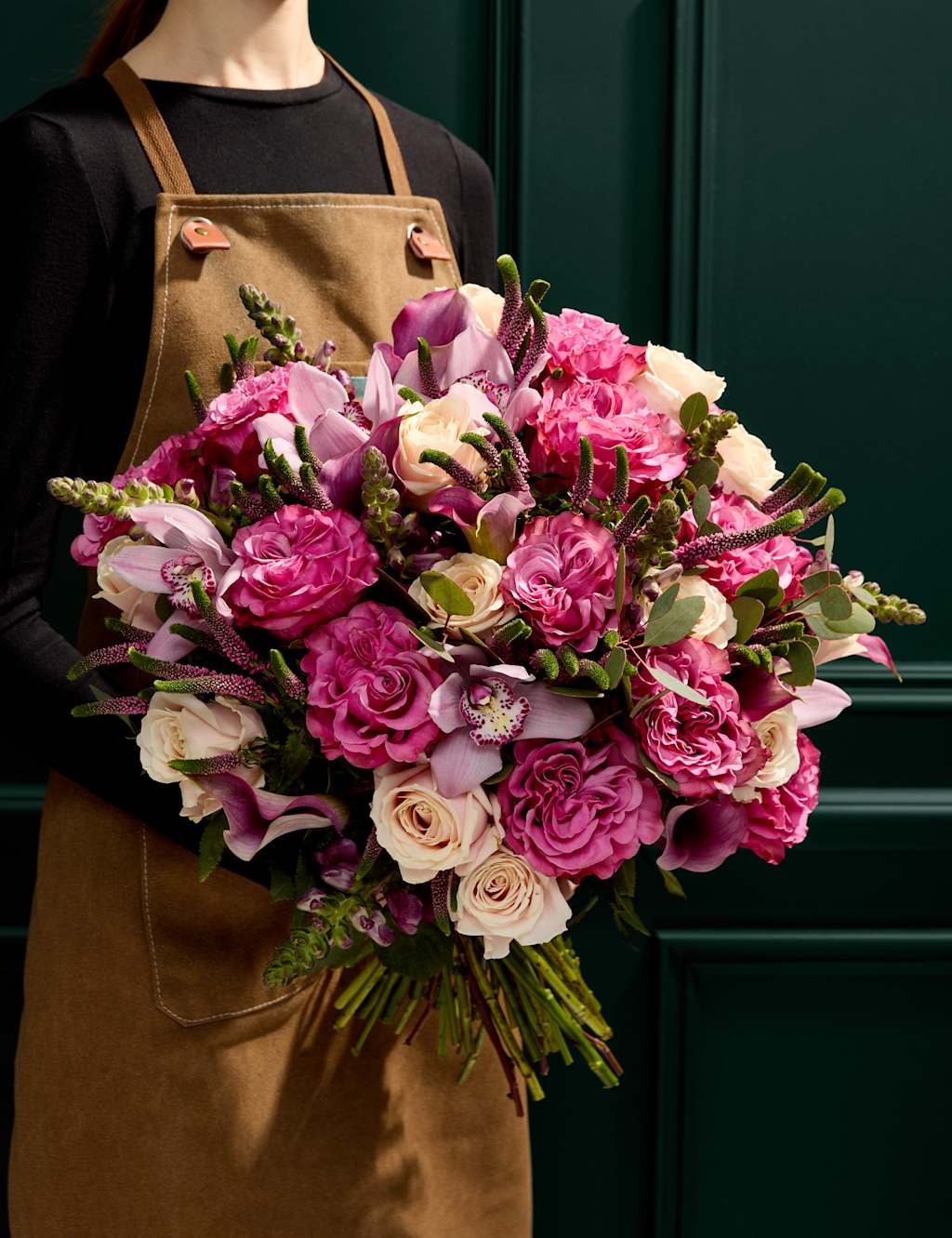 Rose, Calla Lily & Cymbidium Orchid Bouquet