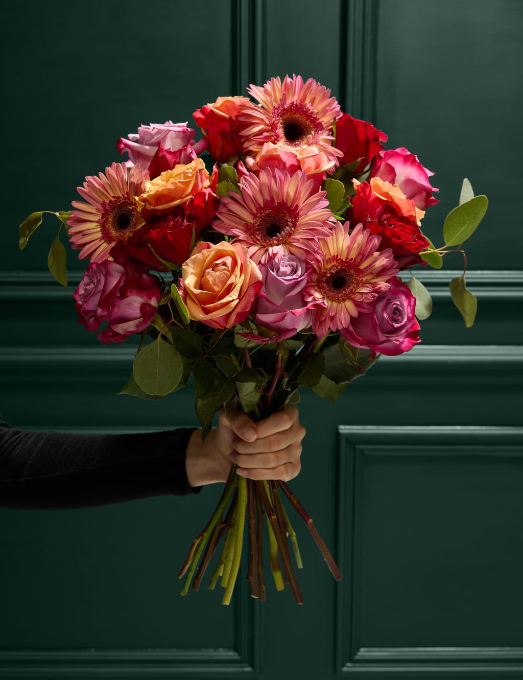 Orange & Purple Roses with Gerbera Bouquet