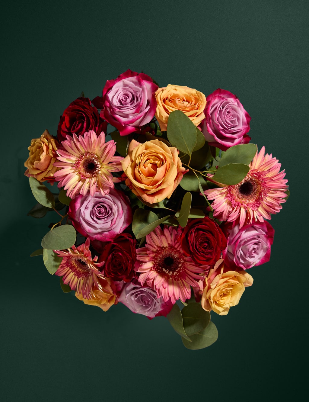 Orange & Purple Roses with Gerbera Bouquet