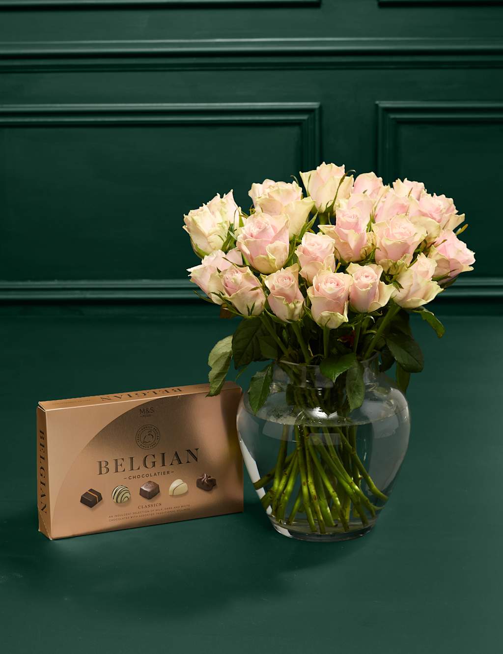 Blush Rose Abundance with Belgian Chocolates