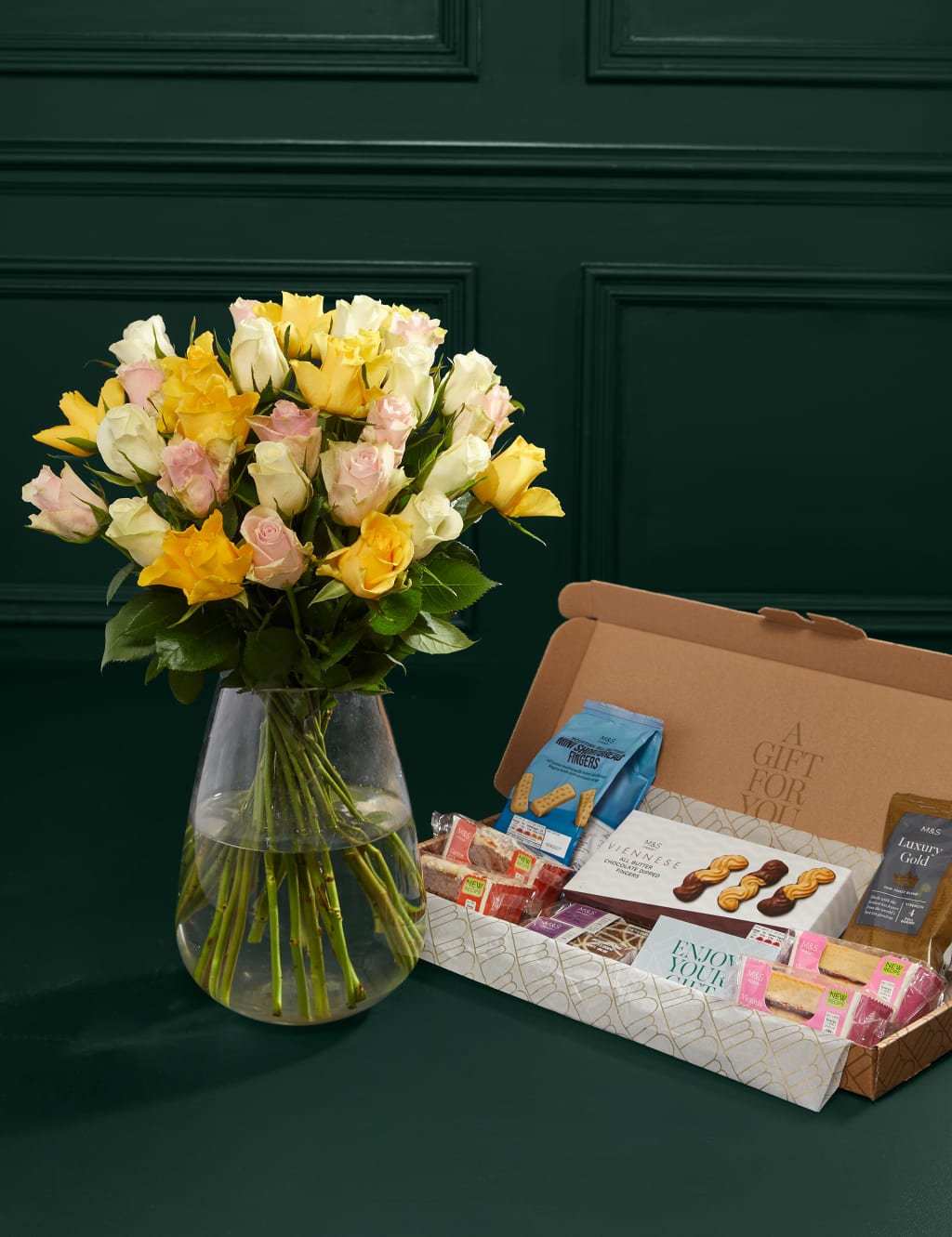 Yellow Rose Bouquet with Afternoon Tea