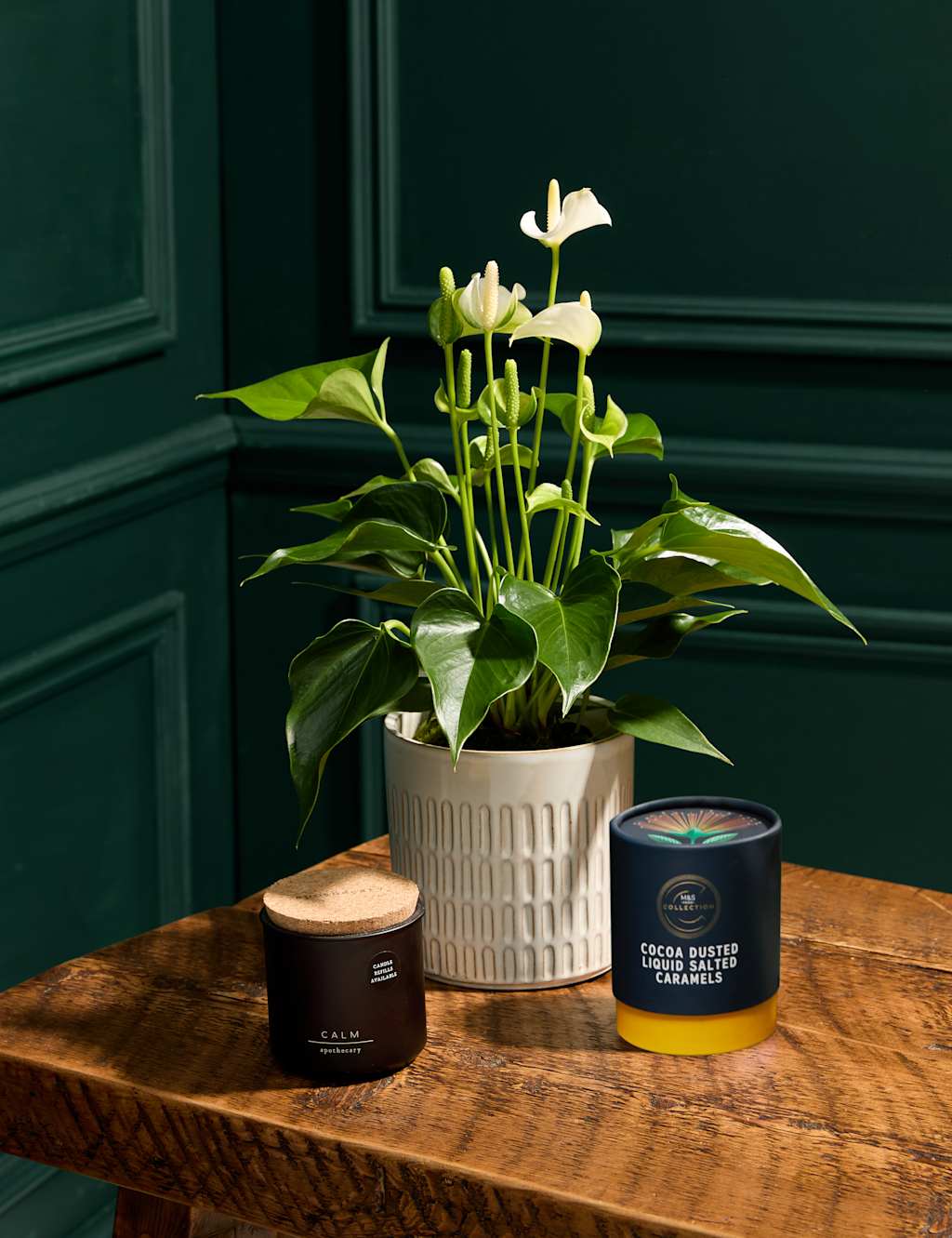 Thinking Of You Anthurium with Chocolates & Scented Candle