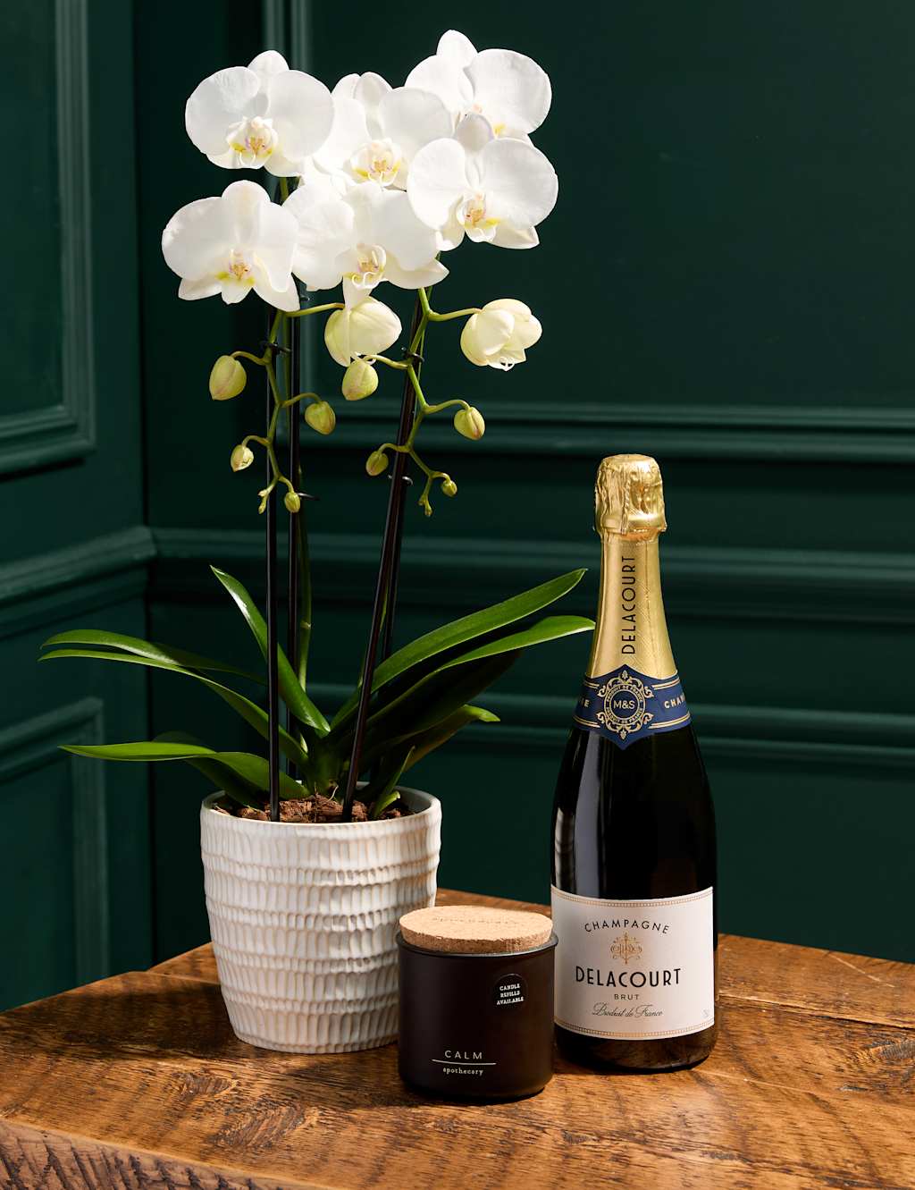 Cascaded Orchid with Champagne & Scented Candle