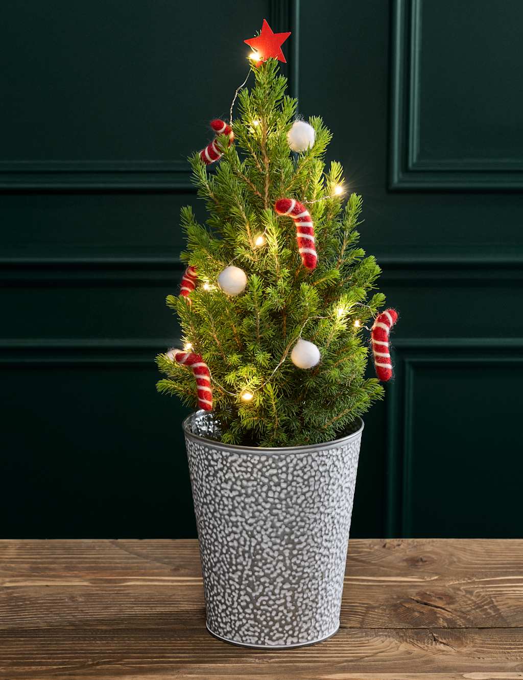 Flower Market White Decorated Christmas Tree in Tin Pot image