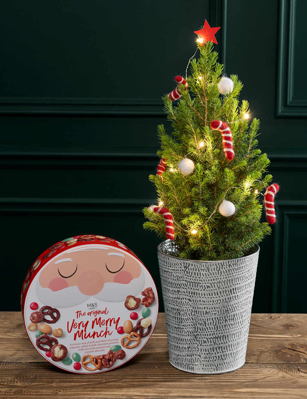 Flower Market White Decorated Christmas Tree with Merry Munch Tin image