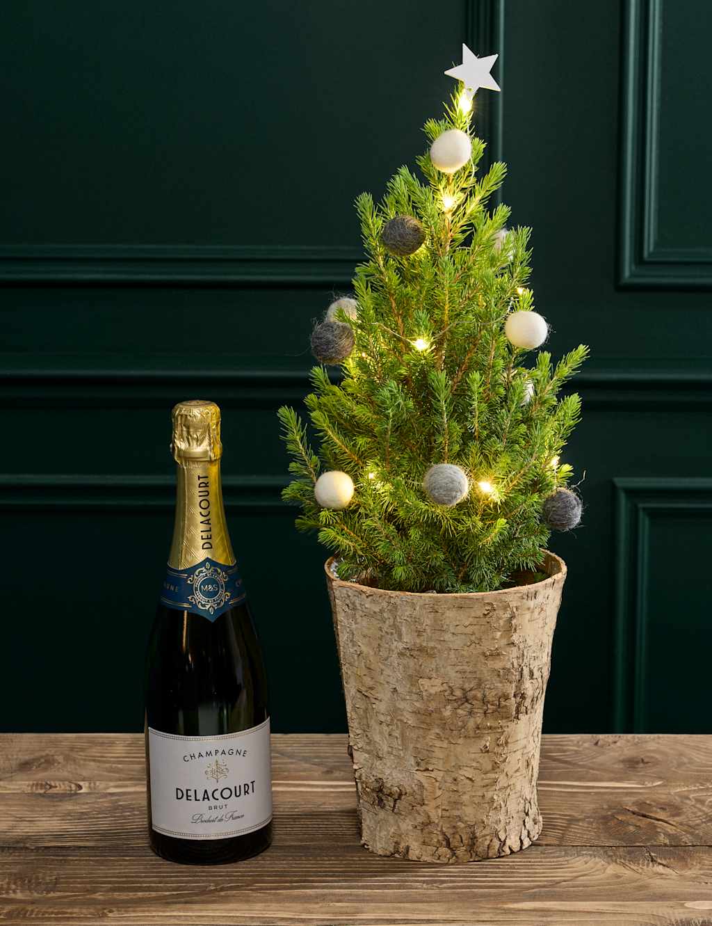 Flower Market Natural Decorated Christmas Tree with Champagne image