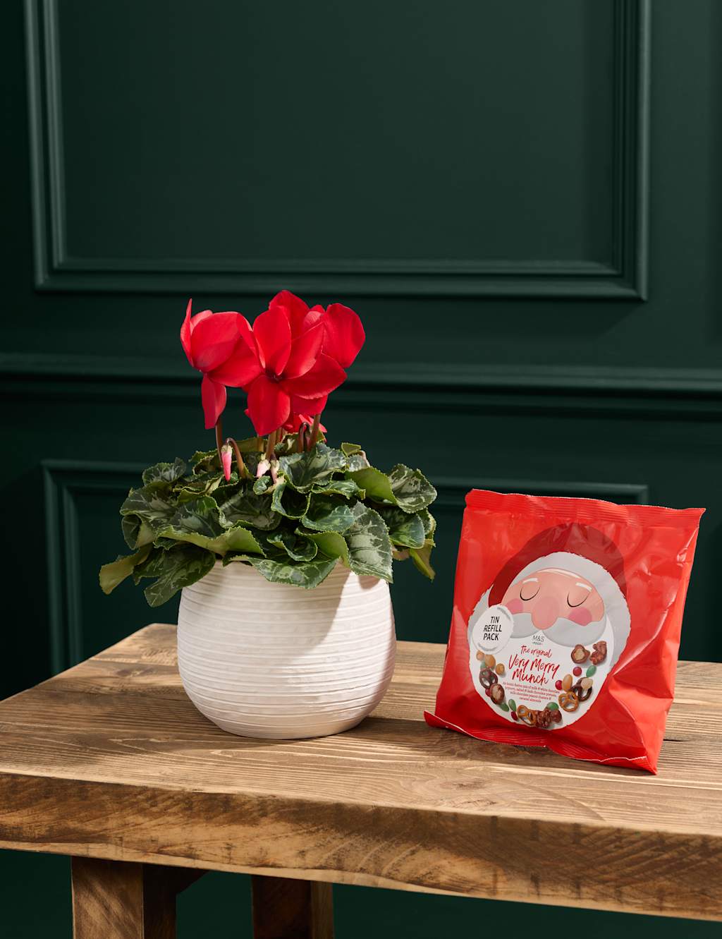 Flower Market Red Cyclamen in Ceramic Pot with Merry Munch image