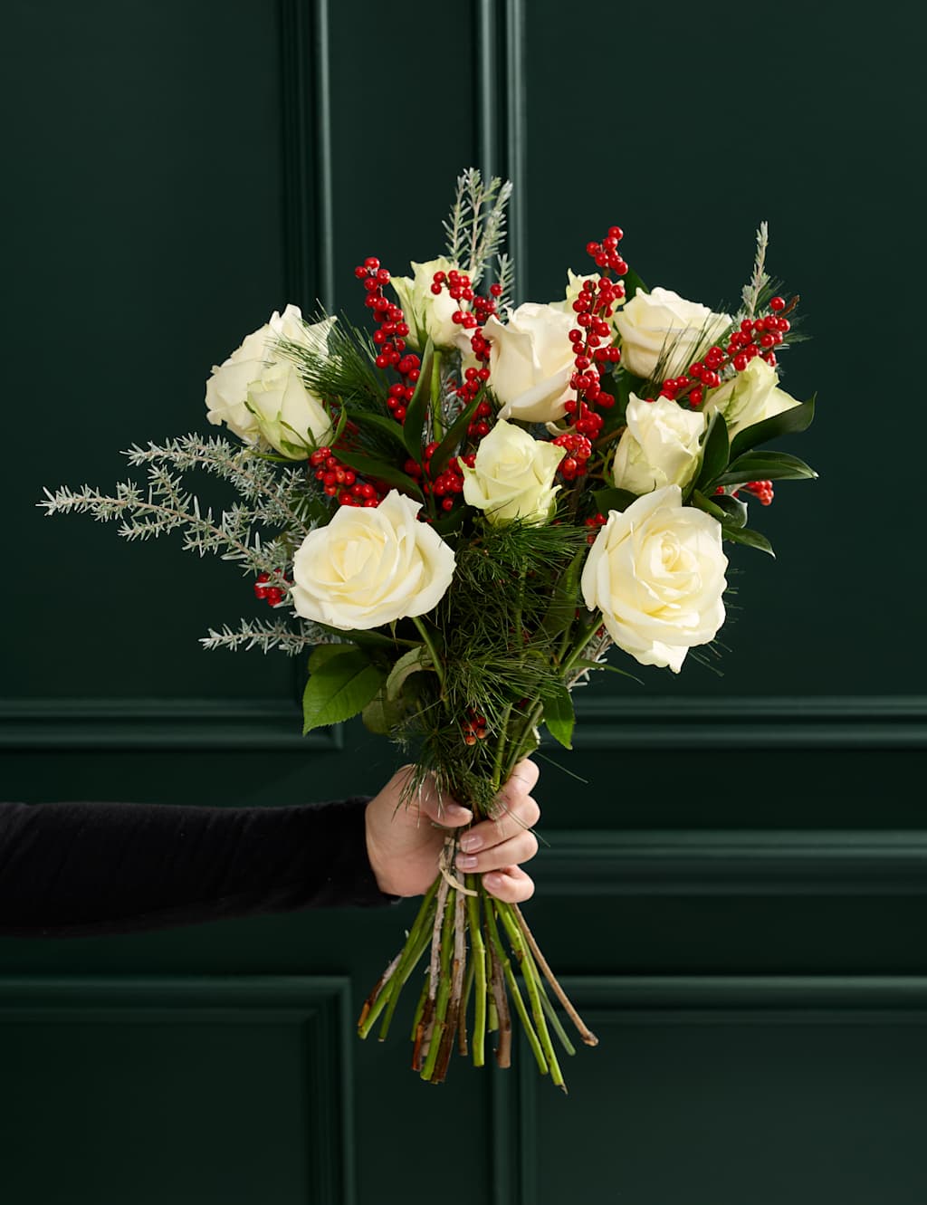 Flower Market Avalanche Rose & Blue Prince Bouquet