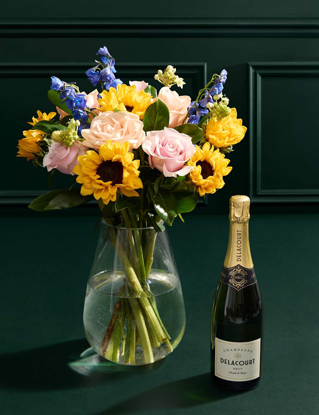 M&S Flower Market Celebration Sunflower Bouquet with Champagne image