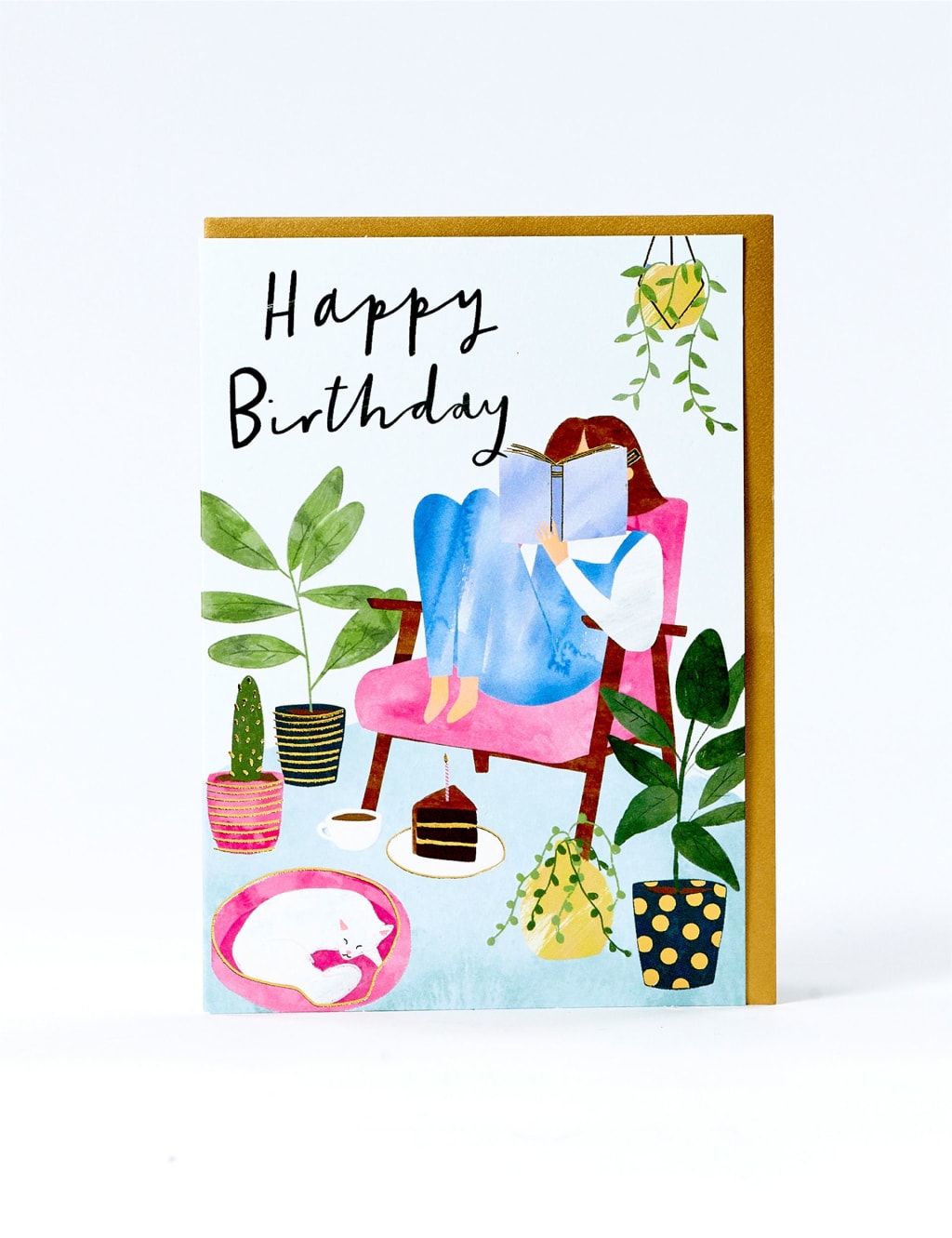 Reading Chair Contemporary Birthday Card
