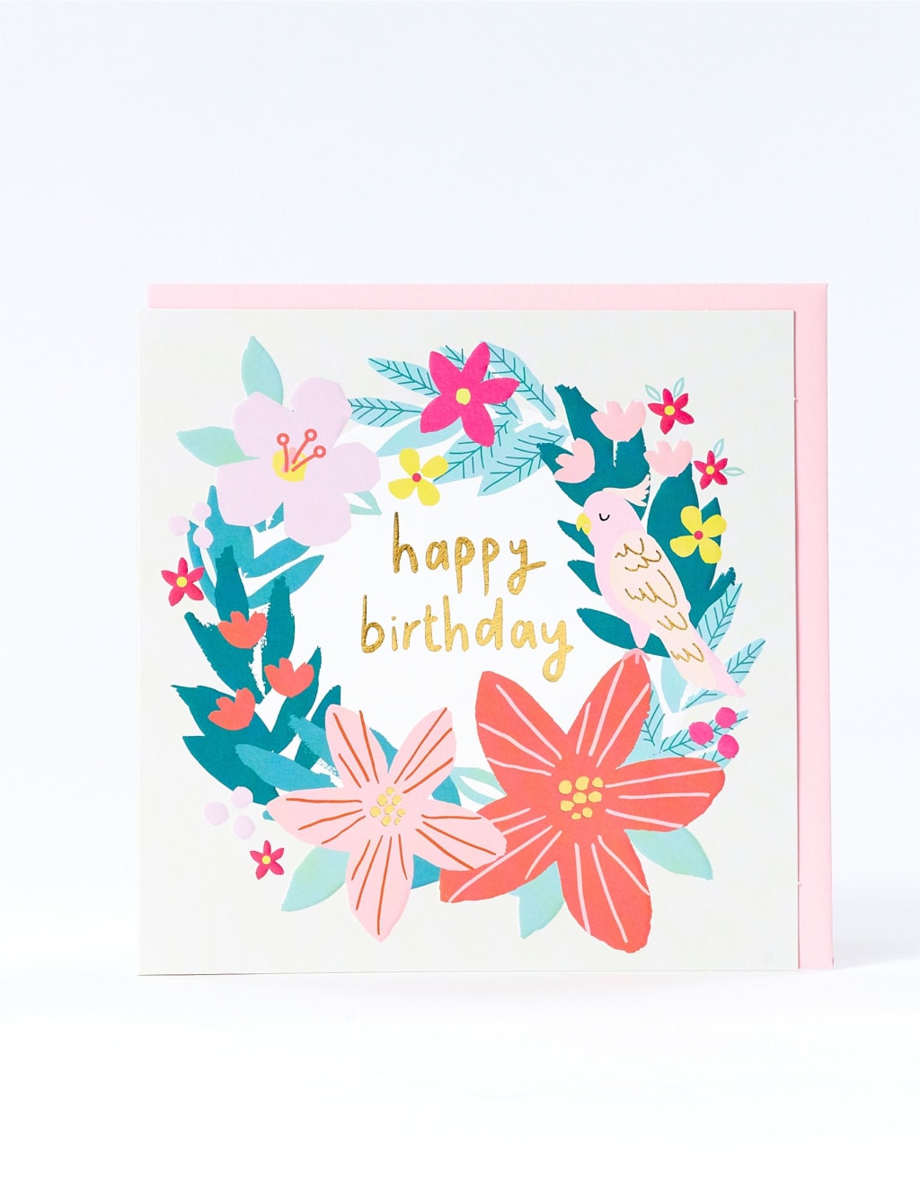 Contemporary Floral Wreath Birthday Card