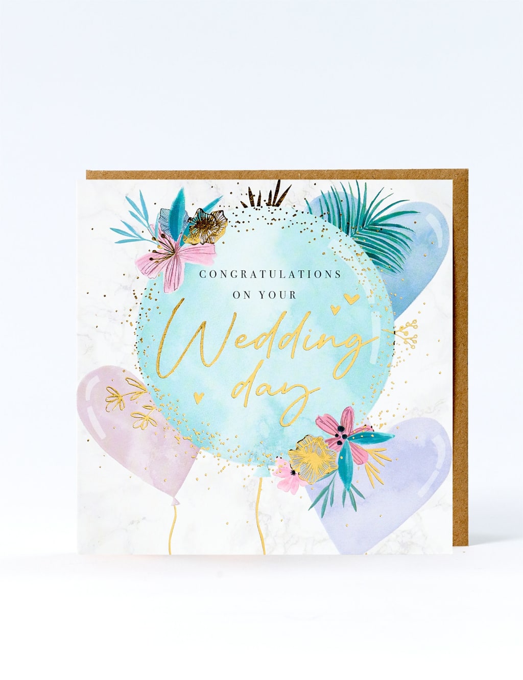 Floral Balloons Wedding Card