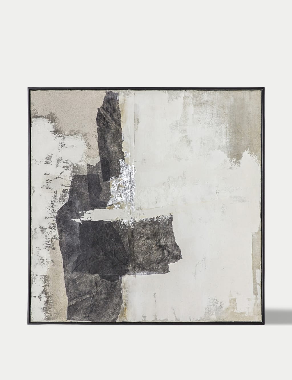 Gallery Direct Rocks Point Abstract Square Framed Canvas Black