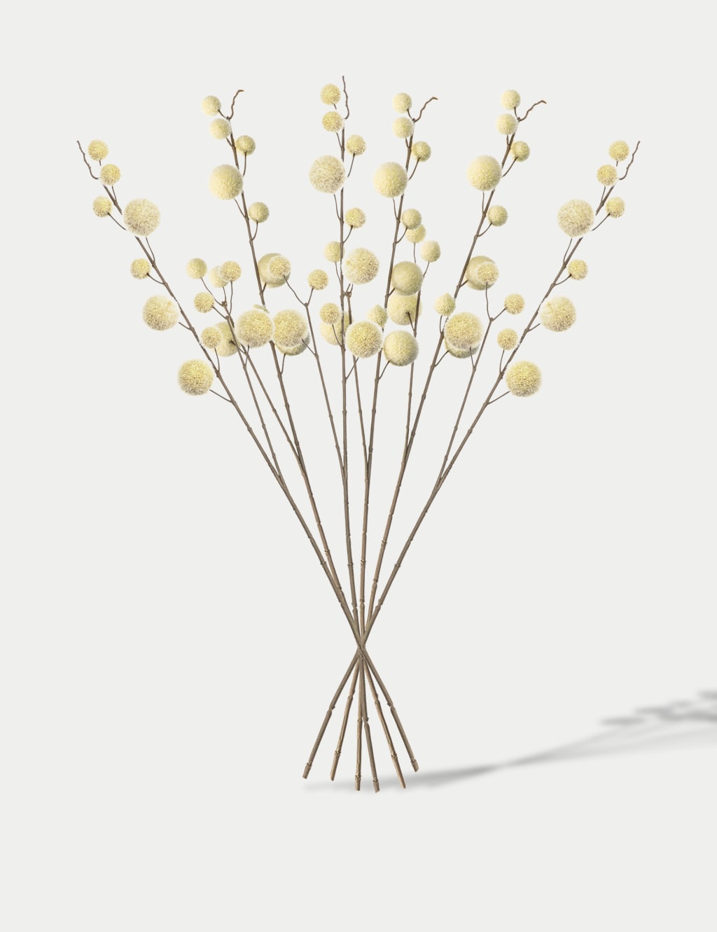 Gallery Direct Set of 6 Artificial Pom Pom Single Stems Ivory