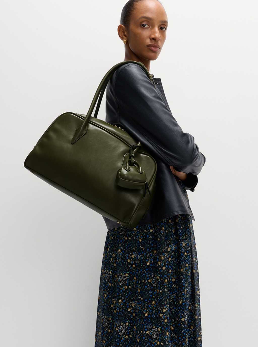 Faux Leather Bowler Bag