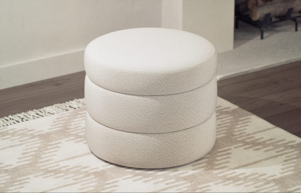 M&S Collection Fluted Storage Footstool - FTSL - Soft White, Forest Green,Midnight Navy,Natural,Lilac,Soft White