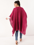 Pure Cotton Textured Shawl Neck Ponchos