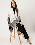 Colourblocked Open Front Poncho