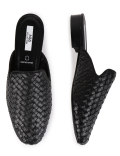 Leather Self Design Standard Fit Mules