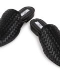Leather Self Design Standard Fit Mules