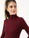 Viscose Mix Textured High Neck Jumper