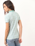 Pure Cotton Floral Polo Neck T-Shirt