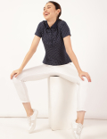 Pure Cotton Polka Dots Polo Neck T-Shirt