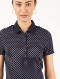Pure Cotton Polka Dots Polo Neck T-Shirt