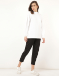 Cotton Mix Self Design High Neck Top