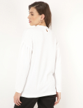 Cotton Mix Self Design High Neck Top