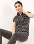 Pure Cotton Printed Collar Neck T-Shirt