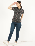 Pure Cotton Floral Collar Neck T-Shirt