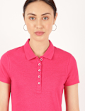 Pure Cotton Plain Polo Neck T-Shirt