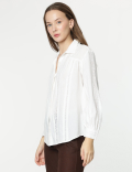 Cotton Rich Embroidery Spread Collar Shirt