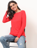 Viscose Mix Plain Boat Neck Tunic