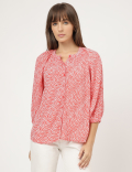 Pure Viscose Printed Band Collar Shirt