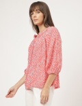 Pure Viscose Printed Band Collar Shirt