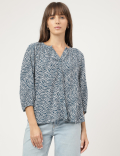 Pure Viscose Printed Band Collar Shirt