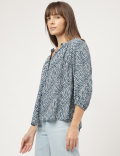 Pure Viscose Printed Band Collar Shirt