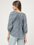 Pure Viscose Printed Band Collar Shirt