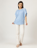 Pure Cotton Embroidered Round Neck Top