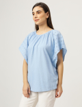 Pure Cotton Embroidered Round Neck Top