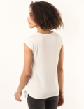 Pure Viscose Sequined Round Neck Top