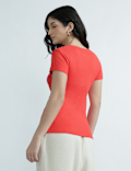 Cotton Rich Round Neck Textured Top