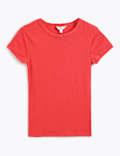 Cotton Rich Short Sleeve Ribbed Top