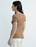 Cotton Rich Round Neck Textured Top