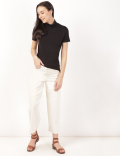 Cotton Rich Funnel Neck Fitted T-Shirt