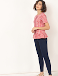 Cotton Mix Polka Dots Key Hole Neck Top