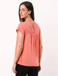 Stripe Woven Jersey Mix Top